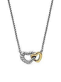 Cable Collectibles Interlocking Heart Necklace in Sterling Silver with 18K Yellow Gold
