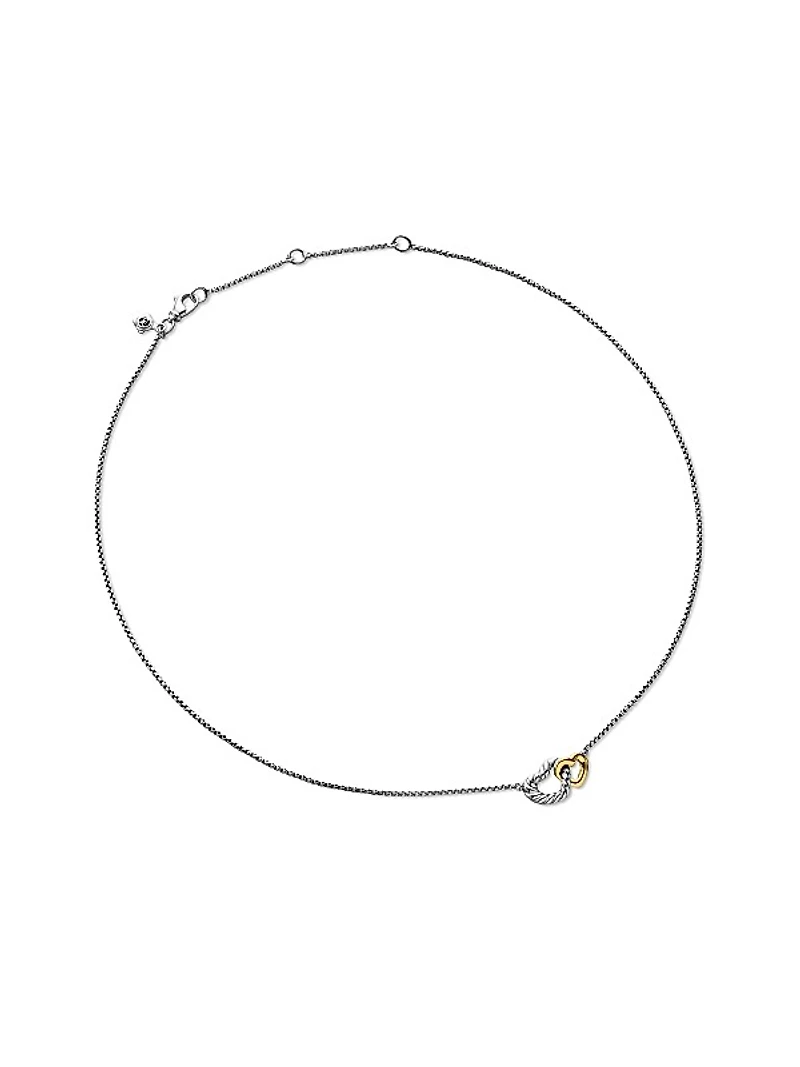 Cable Collectibles Interlocking Heart Necklace in Sterling Silver with 18K Yellow Gold