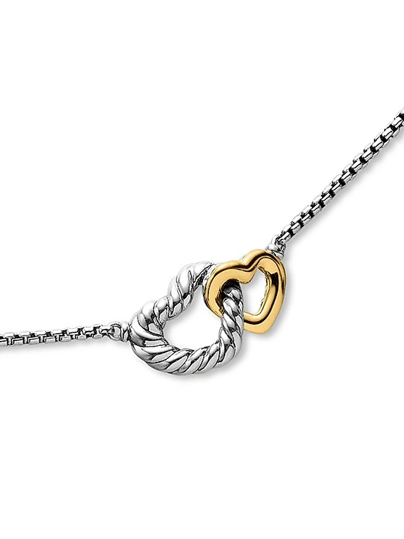 Cable Collectibles Interlocking Heart Necklace in Sterling Silver with 18K Yellow Gold