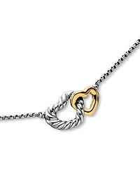 Cable Collectibles Interlocking Heart Necklace in Sterling Silver with 18K Yellow Gold