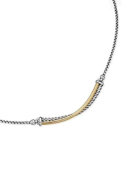 Crossover Bar Necklace in Sterling Silver with 18K Yellow Gold