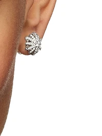 Crossover Stud Earrings in Sterling Silver with Diamonds, 11mm