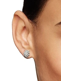 Crossover Stud Earrings in Sterling Silver with Diamonds, 11mm