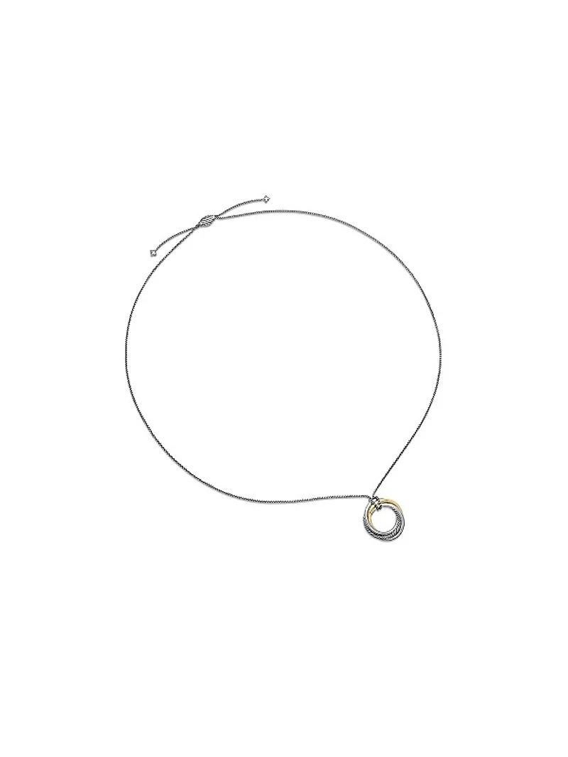 Crossover Pendant Necklace in Sterling Silver with 14K Yellow Gold, 37mm