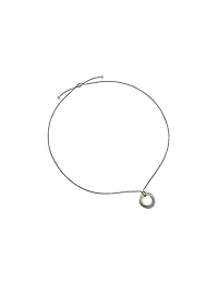 Crossover Pendant Necklace in Sterling Silver with 14K Yellow Gold, 37mm