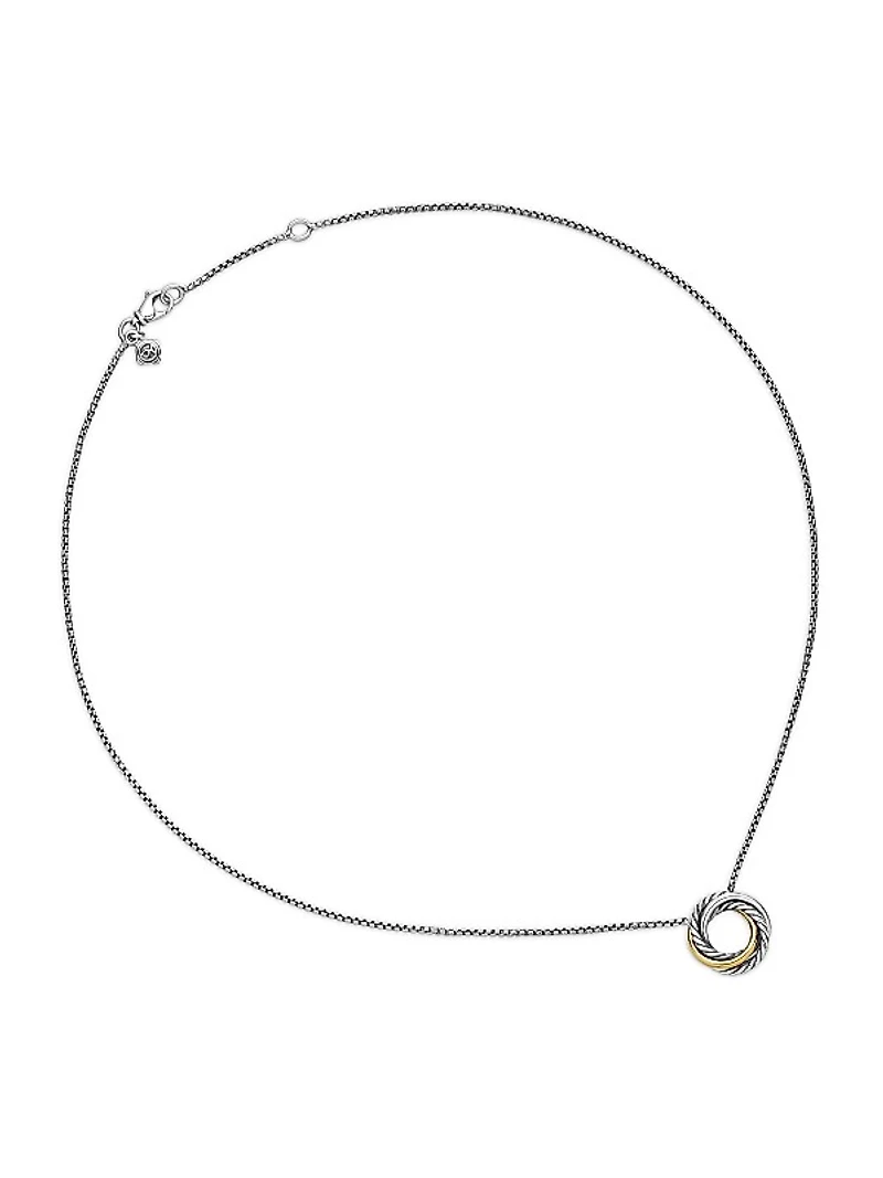 Crossover Pendant Necklace in Sterling Silver with 18K Yellow Gold, 14.5mm