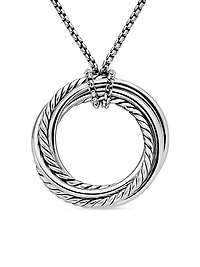 Crossover Pendant Necklace in Sterling Silver with Diamonds, 26mm