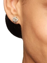 Pavé Crossover Stud Earrings in 18K Yellow Gold with Diamonds, 9mm