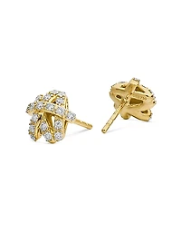 Pavé Crossover Stud Earrings in 18K Yellow Gold with Diamonds, 9mm