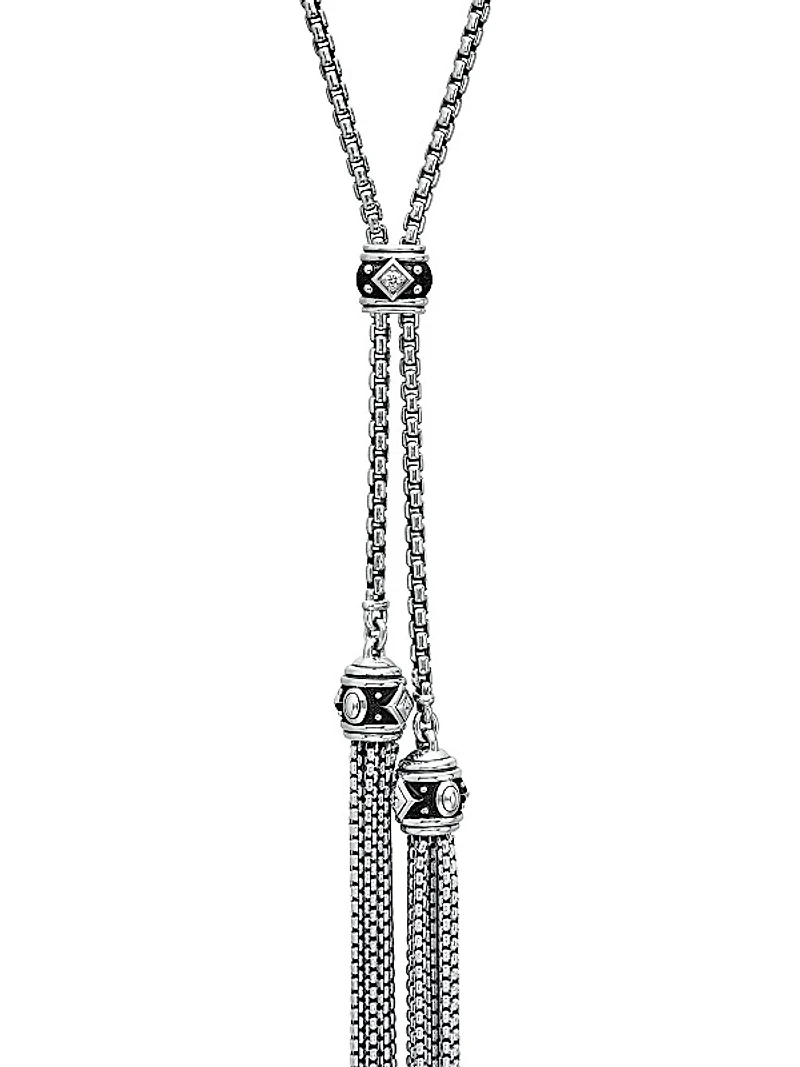 Renaissance Tassel Necklace in Sterling Silver with Diamonds