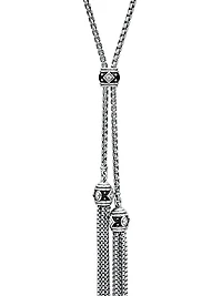 Renaissance Tassel Necklace in Sterling Silver with Diamonds