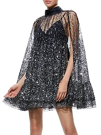 Zenon Sequined Cape Minidress