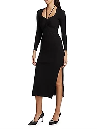 Edora Knit Tie-Front Midi-Dress