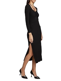 Edora Knit Tie-Front Midi-Dress