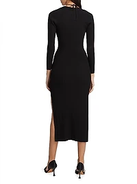 Edora Knit Tie-Front Midi-Dress