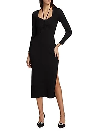 Edora Knit Tie-Front Midi-Dress