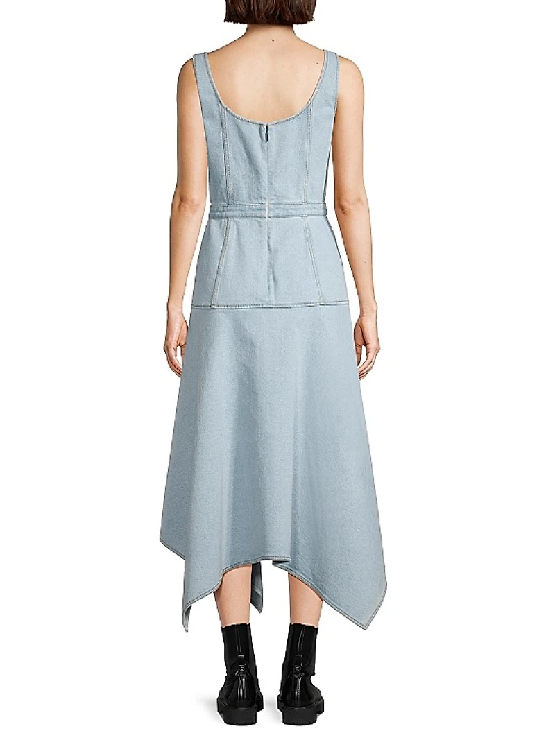 Denim Handkerchief Midi-Dress