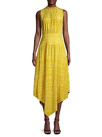 Printed Silk Asymmetric Midi-Dress