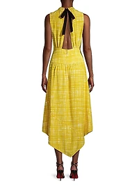 Printed Silk Asymmetric Midi-Dress