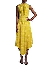 Printed Silk Asymmetric Midi-Dress