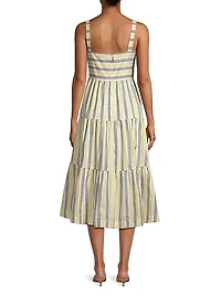 Striped Cotton-Blend Midi-Dress