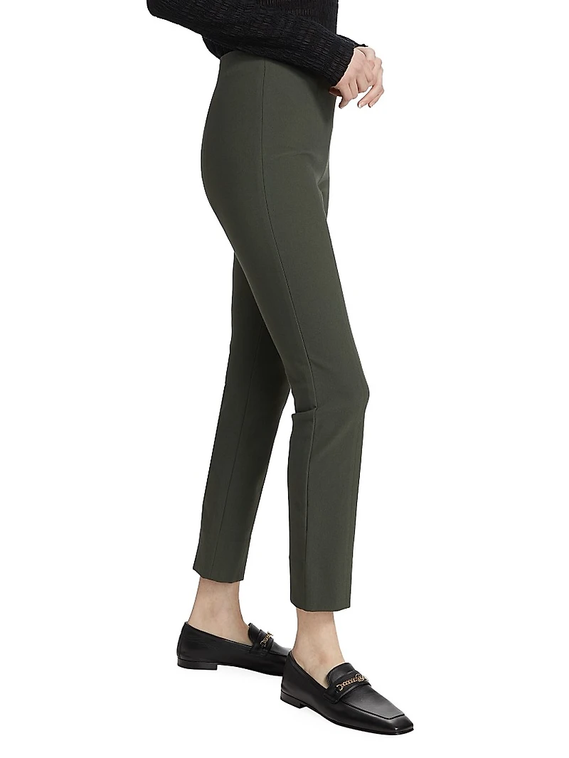 Cotton-Blend Seamed Skinny Pants