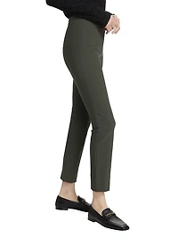Cotton-Blend Seamed Skinny Pants