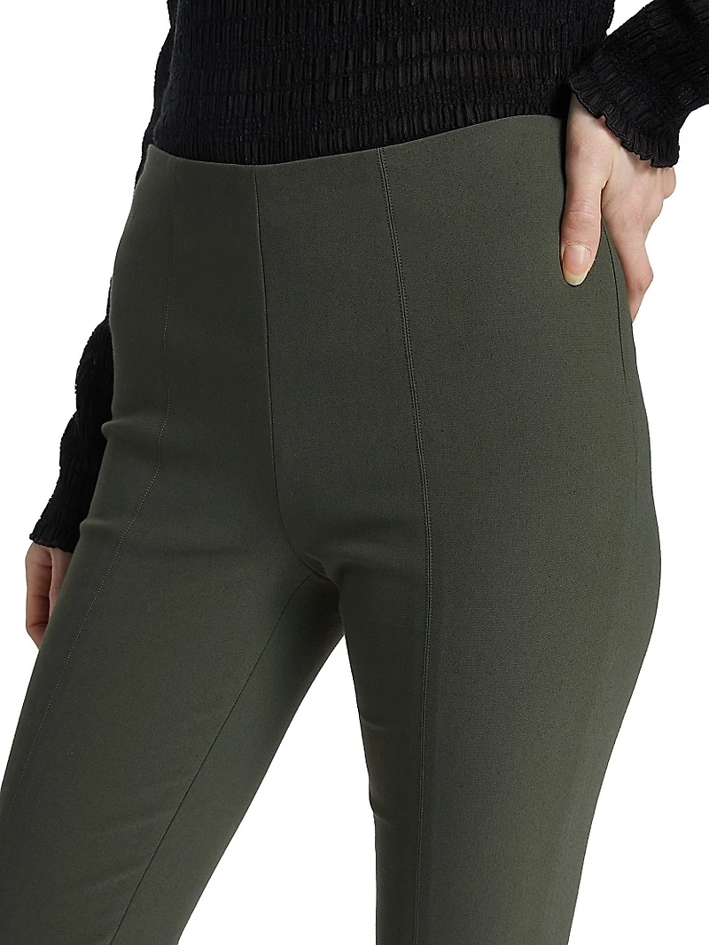 Cotton-Blend Seamed Skinny Pants
