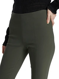 Cotton-Blend Seamed Skinny Pants