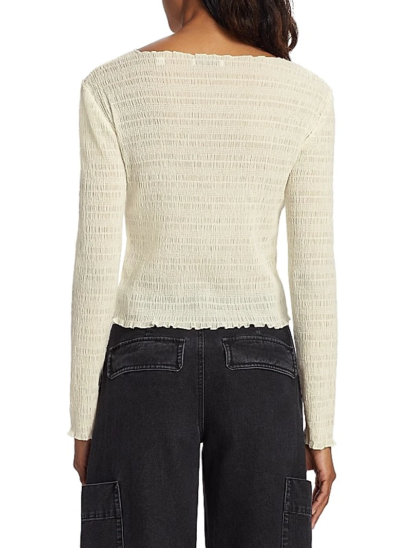 Long-Sleeve Smocked Top