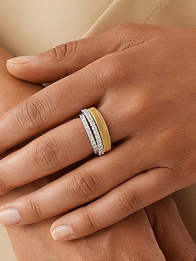 Masai Two-Tone 18K Gold & 0.84 TCW Diamond Cocktail Ring
