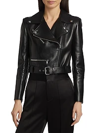 Leather Crop Biker Jacket