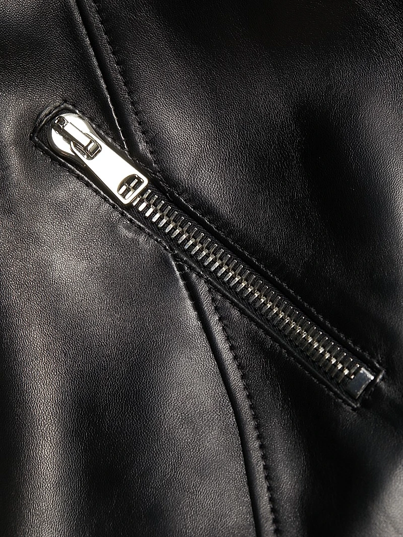 Leather Crop Biker Jacket