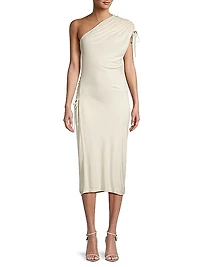 Ruched One-Shoulder Midi-Dress