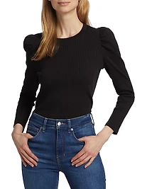 Britney Cotton Puff-Sleeve Top
