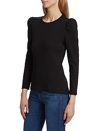 Britney Cotton Puff-Sleeve Top