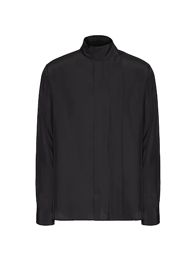Silk Shirt with Scarf Detail at Neck