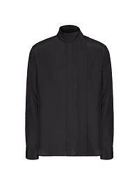 Silk Shirt with Scarf Detail at Neck