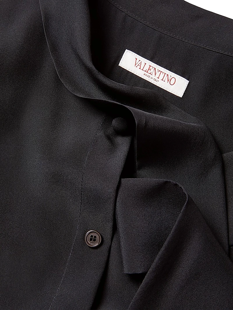 Silk Shirt with Scarf Detail at Neck