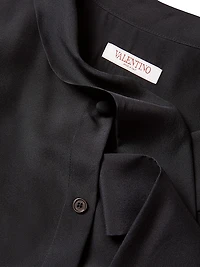 Silk Shirt with Scarf Detail at Neck