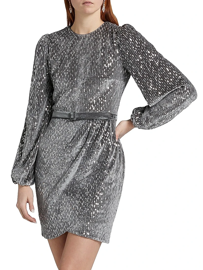 Gianna Sequined Belted Dress