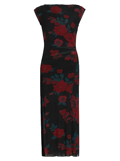 Carmel Floral Mesh Midi-Dress