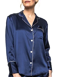 Wide-Cuff Silk Pajama Set