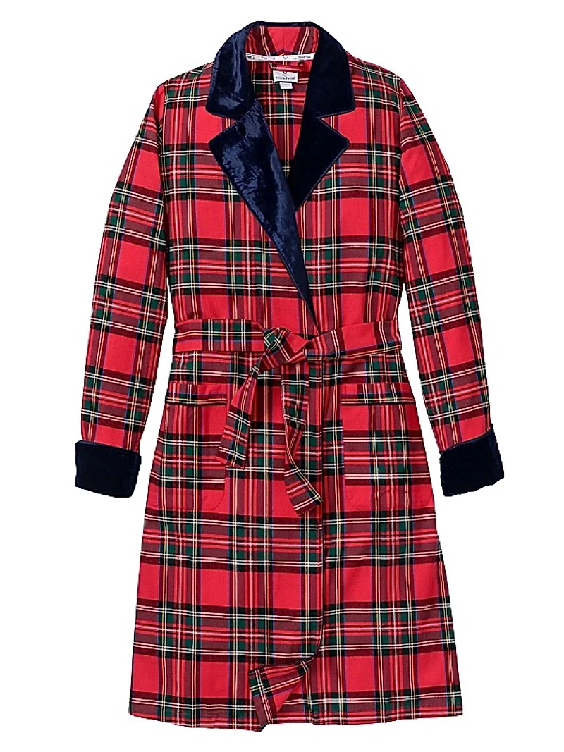 Imperial Tartan Velvet-Trim Robe