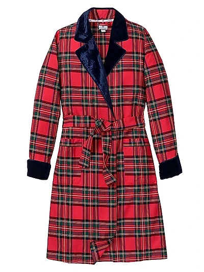 Imperial Tartan Velvet-Trim Robe