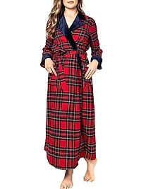 Imperial Tartan Velvet-Trim Robe