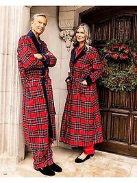 Imperial Tartan Velvet-Trim Robe