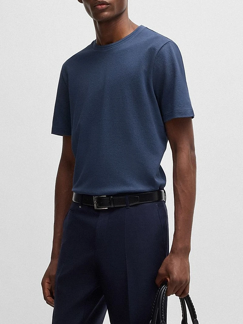 Cotton-Blend T-Shirt with Bubble-Jacquard Structure