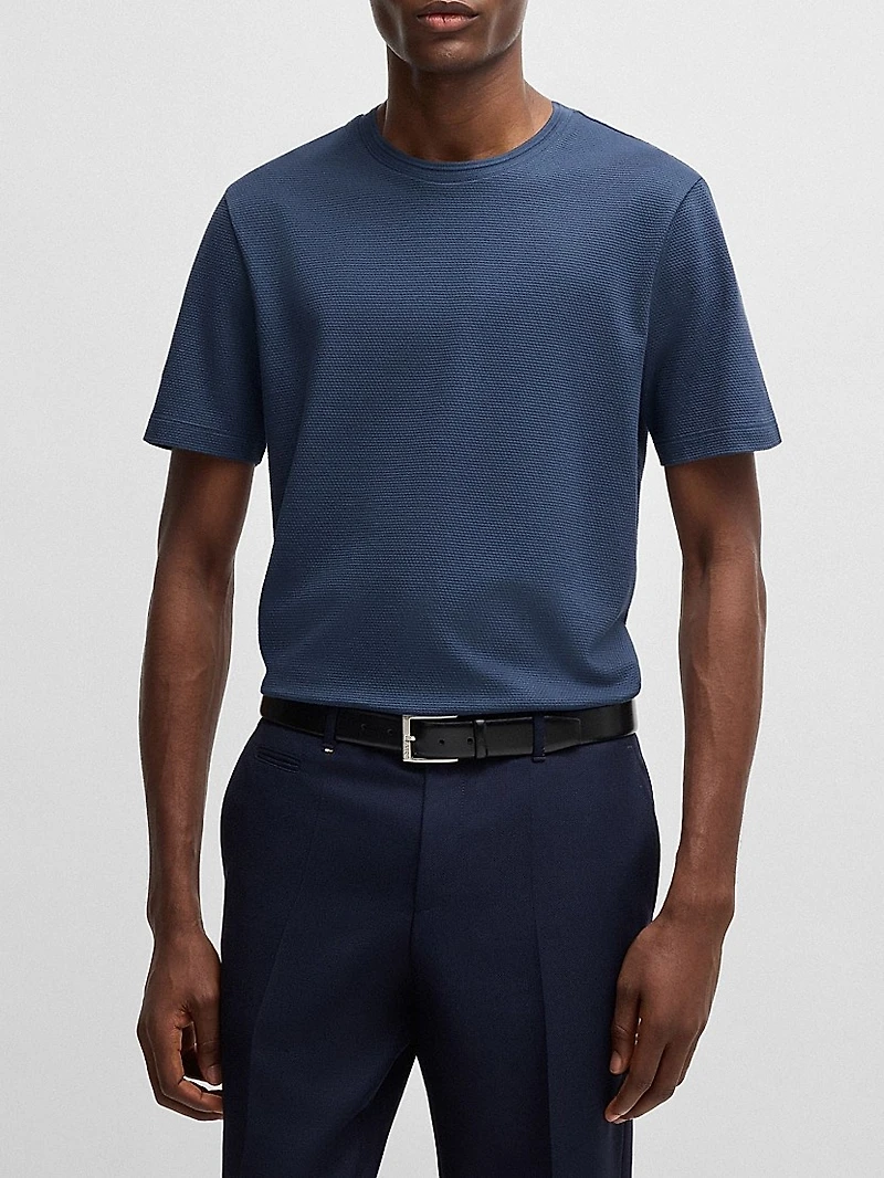 Cotton-Blend T-Shirt with Bubble-Jacquard Structure