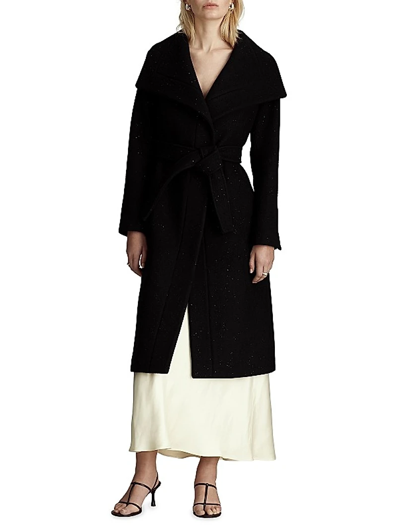 Gisele Sequined Wool-Blend Maxi Coat